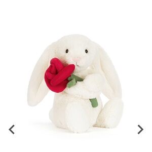 Jellycat White Bunny with Red Rose